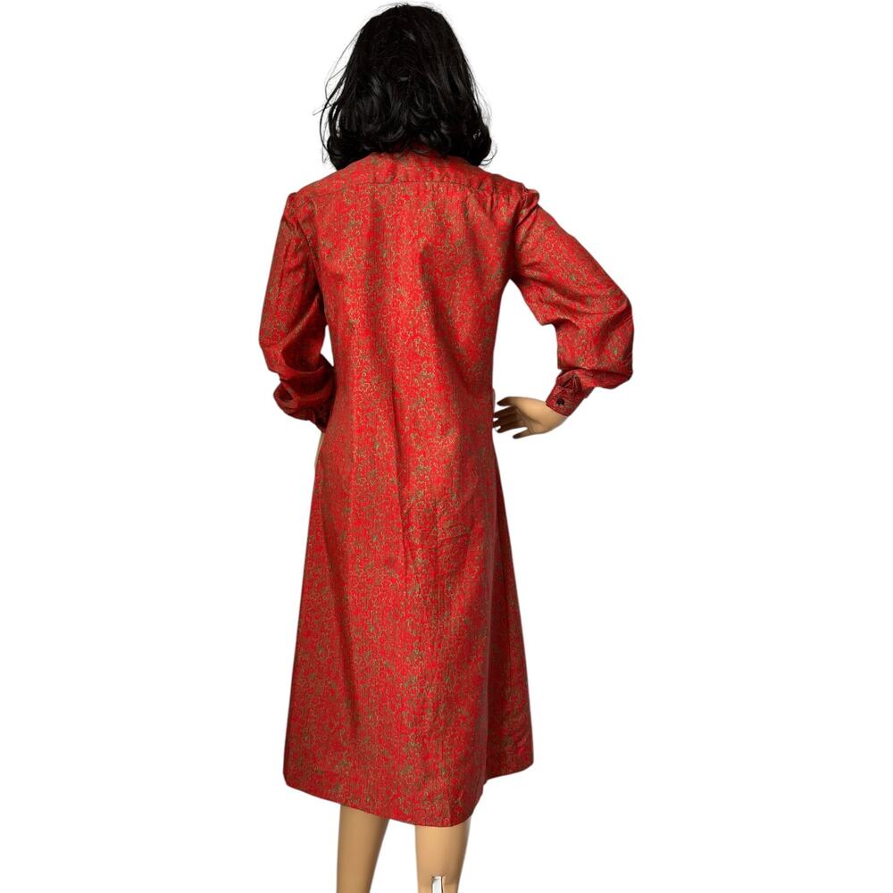 Vintage Schrader Sport New York red Mandarin collar belted dress medium - Picture 9 of 16